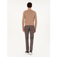 Cacharel Erkek Kahverengi Slim Fit Pamuk Karışımlı Kanvas Pantolon 50292336-VR029