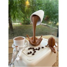 3 Lü Set Sevimli Kahve Köşesi, Kahve Çekirdeği,kahve Fincanı, Dökülen Kahve Figürü, Ev Hediyesi