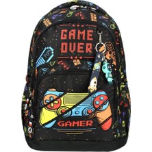 Ortopedik Su Geçirmez Gamer Desen İlkokul Sırt Çantası Termal Beslenme+Kalemlik+Anahtarlık
