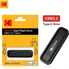 Kodak 128Gb. Type-C ve Usb 3.2 Type-C Girişli Tüm Telefonlara Ve iphone 15/16/17 Serisine Uygun Yüksek Hızlı Otg Flash Bellek Çift Giriş Sağlam Orjinal