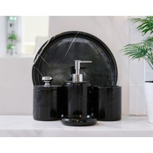 Valeria Mermer 5 Parça Banyo Aksesuar Seti & Sıvı Sabunluk, Pamukluk, Diş Fırçalığı, Katı Sabunluk, Tepsi