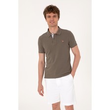U.S. Polo Assn. Erkek Slim Fit Polo Yaka Vizon Basic Tişört 50310669-VR052