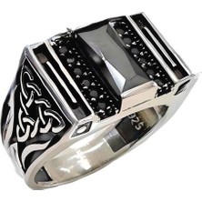 Onyx ve Zirkon Taşlı Gümüş Yüzük 250057494G12Y