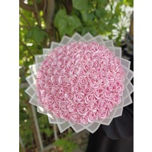 Buket Dünyası 90 Lı Isteme Söz Nişan Solmayan Gül Buketi Pembe Dışı Beyaz