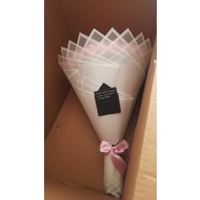 Buket Dünyası 90 Lı Isteme Söz Nişan Solmayan Gül Buketi Pembe Dışı Beyaz