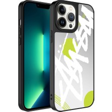 iPhone 13 Pro Max Uyumlu Aynalı Desenli Kamera Korumalı Parlak Mkst Mirror Kapak-Yazı