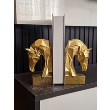 Gold Kübik Küçük At Başı Kitap Tutucu Dekoratif Obje