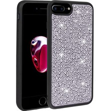 Maks Technology iPhone 7 Plus Uyumlu Parlak Taşlı Tasarım Mkst Ston Kapak-Siyah