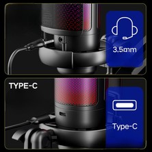 Profesyonel Rgb Gaming Profesyonel Oyuncu Yayıncı Mikrofonu ve Masa Standı Işıklı