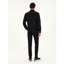 Cacharel Erkek Siyah Slim Fit Beli Bağcıklı Kanvas Pantolon 50292330-VR046