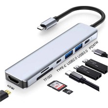 Daytona  CH-13C Macbook Uyumlu Type-C To 2* USB 3.0 Sd Tf 4K Hd 1080P HDMI Pd Kart Okuyucu Çevirici Hub Adaptör