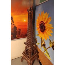 Kahverengi Ahşap Lazer Kesim Eyfel Kulesi Maketi 63CM