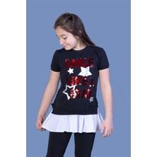 Toontoy Kız Çocuk Dance Pul Nakışlı Tişört