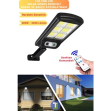 Uzaktan Kumandalı 6 Gözlü 120 Led'li Solar 3 Modlu Hareket Sensörlü Su Geçirmez Bahçe-Kapı Önü Sokak Lambası Projektör