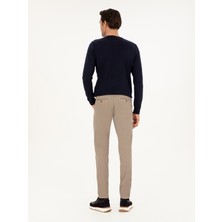 Cacharel Erkek Vizon Slim Fit Pamuk Karışımlı Kanvas Pantolon 50292446-VR052
