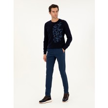Cacharel Erkek Lacivert Slim Fit Pamuk Karışımlı Kanvas Pantolon 50292446-VR033