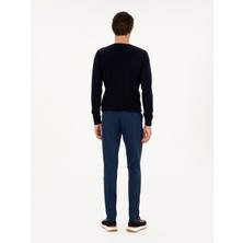 Cacharel Erkek Lacivert Slim Fit Pamuk Karışımlı Kanvas Pantolon 50292446-VR033