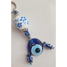 Hediyelik Seramik Detaylı Nazar Boncuklu Anahtarlık 13 cm