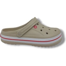 Akınalbella 467 Unisex Bej Beyaz Kırmızı Büyük Numara Sabo Terlik 46 47