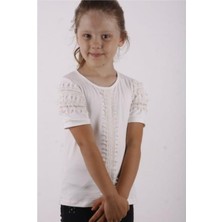 Toontoy Kız Çocuk Güpür Detaylı Tişört