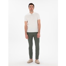 Cacharel Erkek Yeşil Slim Fit Dokulu Pamuk Karışımlı Kanvas Pantolon 50300913-VR054