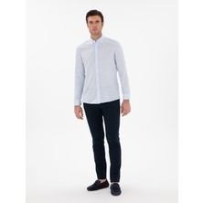 Cacharel Erkek Lacivert Slim Fit Dokulu Pamuk Karışımlı Kanvas Pantolon 50300913-VR033