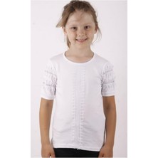 Toontoy Kız Çocuk Güpür Detaylı Tişört