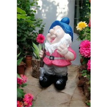 Dekoratif Seramik Konsept El Yapımı Saksılı Cüce Bahçe Balkon Süsü - Pembe 25X18CM