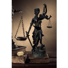Heykel Biblo Adalet Terazisi Themis 20 Cm. Antik Sarı & Antik Siyah