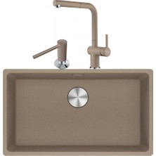 Franke Maris Mrg 210/110-72 Oyster Granit Eviye + Active Plus Doccia 2.0 Armatür + Comfort Sıvı Sabunluk Üçlü Set Oyster