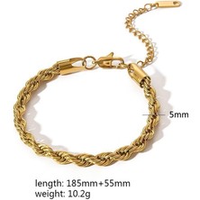 Çelik  Gold Halat Bileklik 5mm