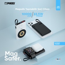 Phixi Ultimate PW2250 10000mAh 22.5W Kendinden Kablolu MagSafe Powerbank + Watch + Stand - Kablosuz  Şarj Cihazı - 1 PD  1 USB Port - Dijital Ekran - Taşınabilir Şarj Cihazı