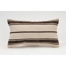 El Yapımı Kilimden Yapılmış Vintage Kırlent Kılıfı, Yün, 30X50 cm