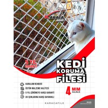 Balkon Güvenlik Filesi – 3m Yükseklik | Metreyle Kesim | 4 mm Ip, 4x4 cm Göz Aralığı + Montaj Aparatları (Beyaz)