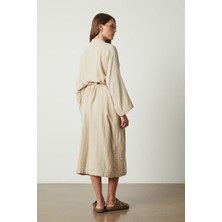Müslin Kadın Bornoz – Kimono Modeli Sabahlık – %100 Organik Pamuk, 2 Kat Müslin Kumaş – Plaj, Spa, Hamam, Yazlık ve Günlük Kullanım Için Hafif, Nefes Alabilir, Kuşaklı ve Cepli Tasarım