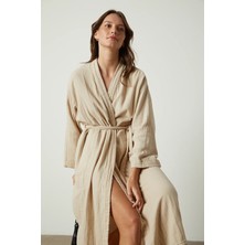 Müslin Kadın Bornoz – Kimono Modeli Sabahlık – %100 Organik Pamuk, 2 Kat Müslin Kumaş – Plaj, Spa, Hamam, Yazlık ve Günlük Kullanım Için Hafif, Nefes Alabilir, Kuşaklı ve Cepli Tasarım