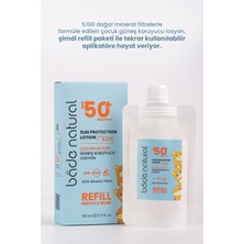 Bade Natural %100 Doğal 50+Spf Yüksek Korumalı Çocuk Güneş Koruyucu Losyon Refill Paket 110 ml