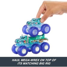 Storemax Wheels Monster Trucks Toy Truck & Big Rig Multipack, 1:64 Ölçekli Mega-Wrex & Tiger Shark ile Eşleşen Power Smashers Deco