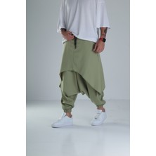 Oversize Şalvarlı Samurai Haki Pantolon