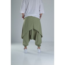 Oversize Şalvarlı Samurai Haki Pantolon