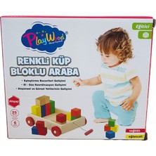 Playwood Kutuda Ahşap Renkli Küpler ve Çek Çek Araba
