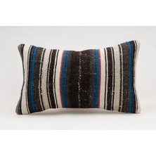 El Yapımı Kilimden Yapılmış Vintage Kırlent Kılıfı, Yün, 30X50 cm