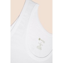 Natuline Erkek Pamuklu Penye Ribana Atlet 4'lü Paket Beyaz Kolsuz Normal Kalıp Cilt Dostu