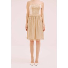 Straplez Mini Elbise Gold Y1511334_076