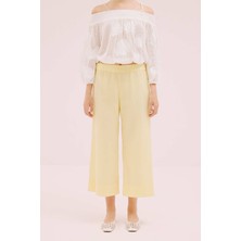 Beli Lastikli Geniş Paça Pantolon Sarı Y9912027_009