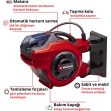 Einhell Akülü Hortum Makarası GE-HR 18/30 WH Li-Solo (18 V, otomatik hortum sarma, 180° dönebilir, duvara montaj, 1,5 m bağlantı hortumu, akü ve hortum dahil değildir) - 4173771