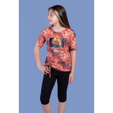 Toontoy Kız Çocuk Batik Desenli Baskılı Taytlı Takım