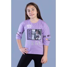 Toontoy Kız Çocuk Kolları Kesik Detaylı Baskılı Tişört