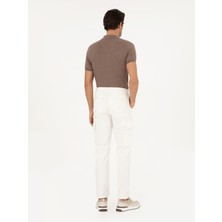 Cacharel Erkek Beyaz Straight Fit Kadife Kargo Cepli %100 Pamuk Kanvas Pantolon 50294013-VR013