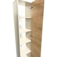 Tek Kapaklı Çok Amaçlı Dolap, Banyo, Mutfak, Balkon, Kiler Dolabı, Metal Paslanmaz Kulp, 5 Raflı